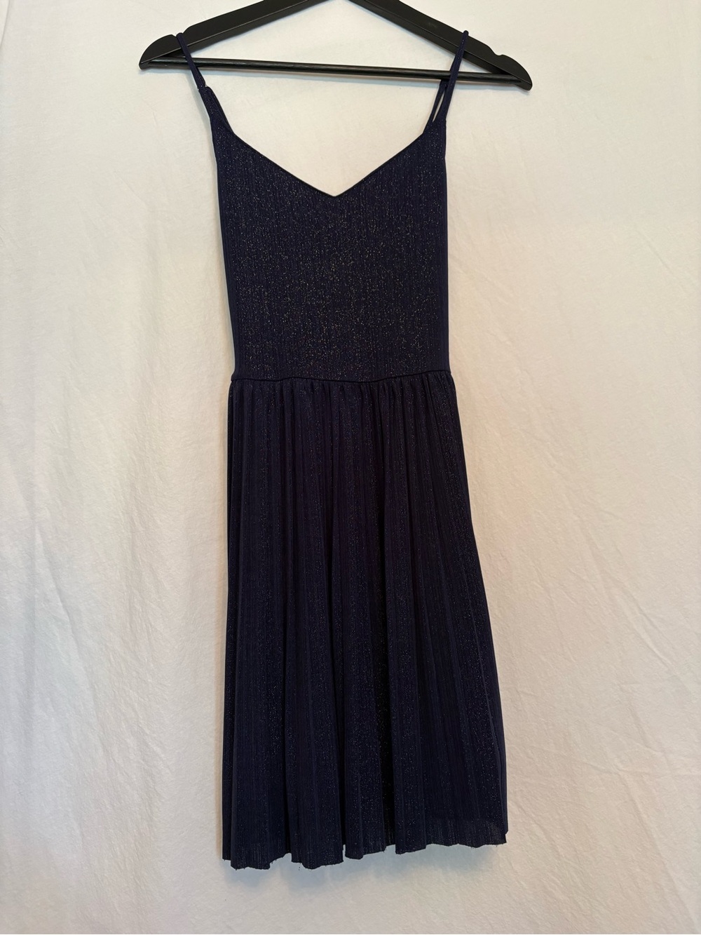 Hollister Navy Sparkle Pleated Midi Dress